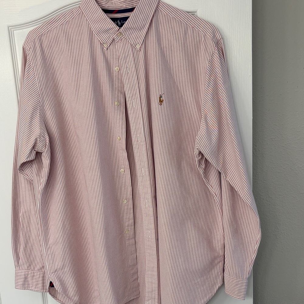 Ralph Lauren light red and White Striped Casual Shirt